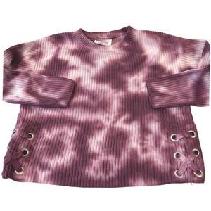 Justice Girls Tie Dye Sweater‎ size 8- Lace Up Sides Long Sleeve Knit
